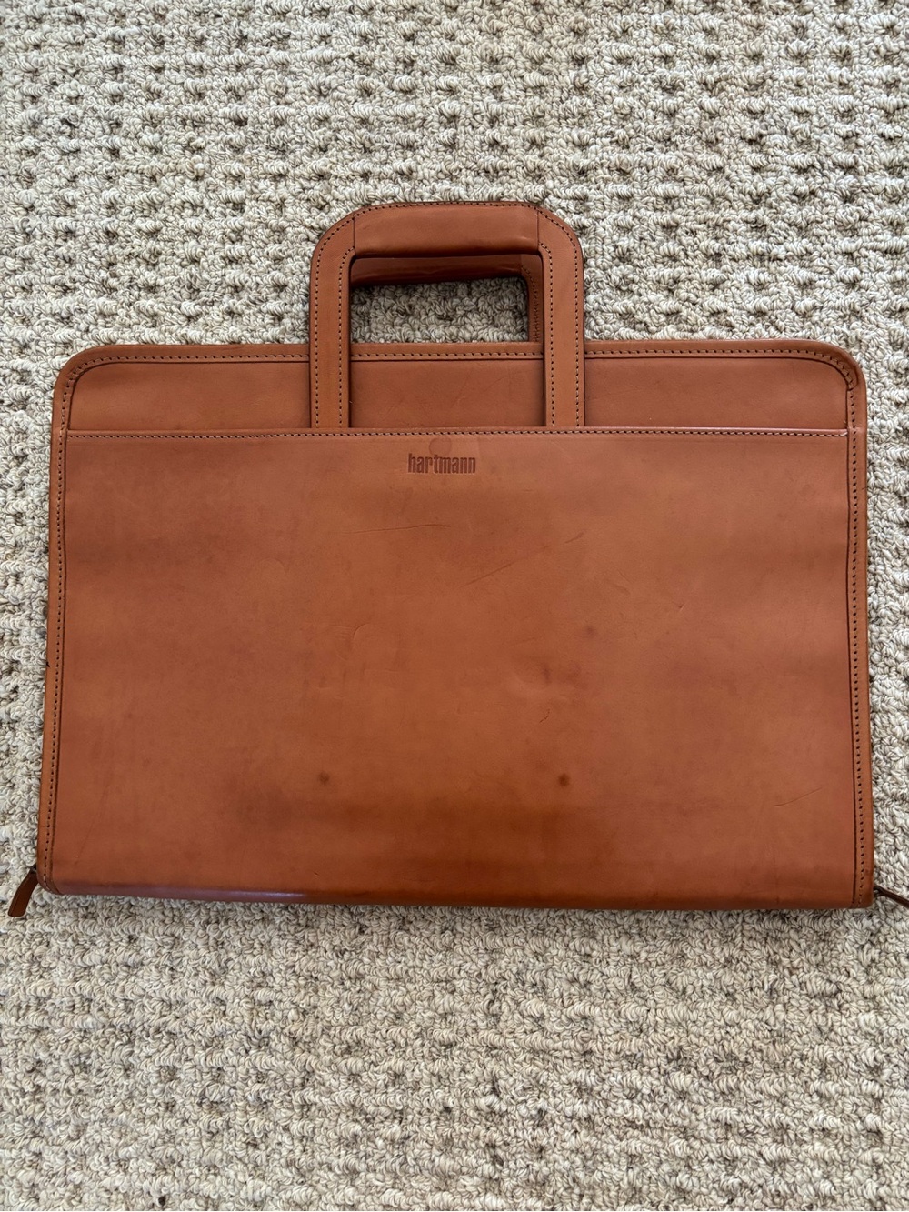 Hartmann Briefcase Tan Leather Top Handles